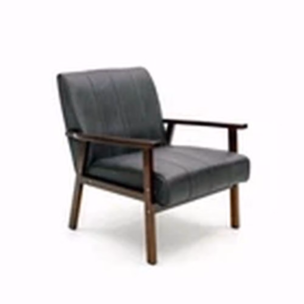 EONLION Mid-Century Grey Fabric Armchair with Solid Wood Frame – 2