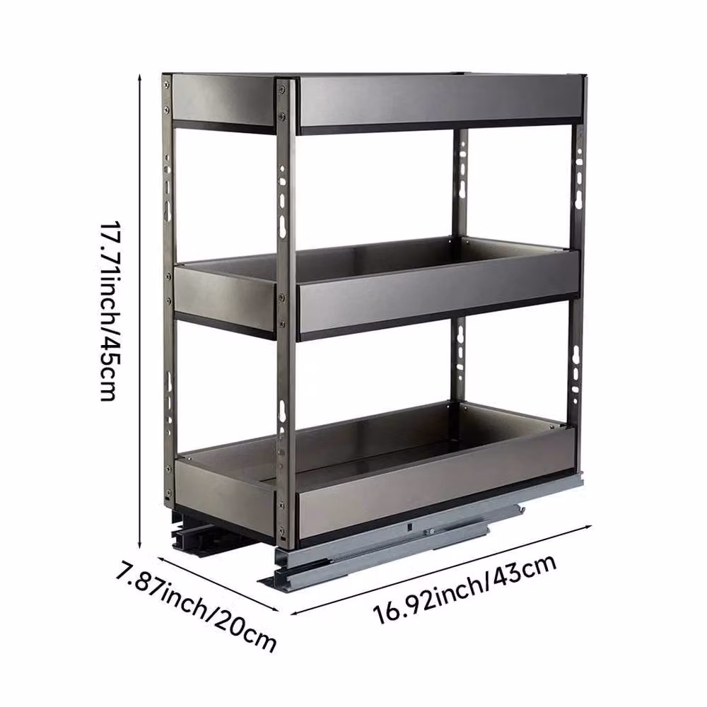 SPETLEK Silver Aluminium Pull Out Kitchen Larder Cupboard Basket Drawer, Width: 20 cm – 2