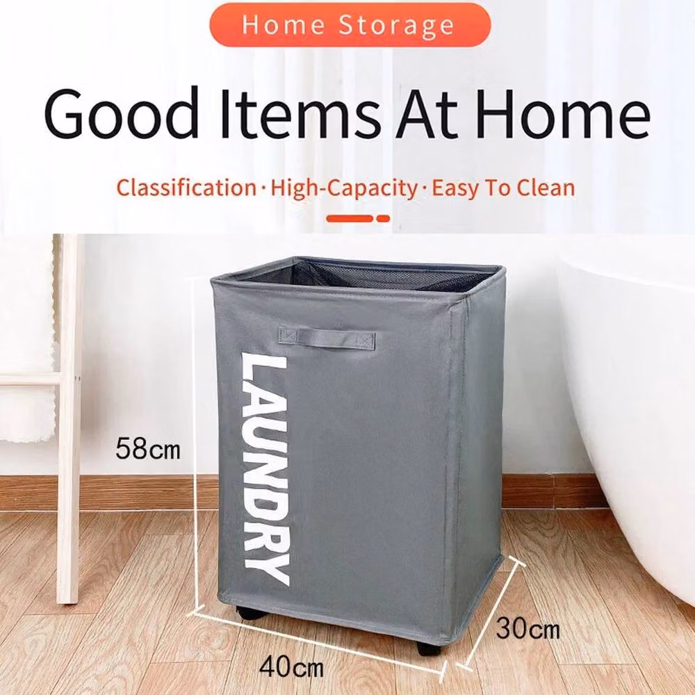 FLAVORA Slim Rolling Laundry Basket on Wheels in Grey – 6