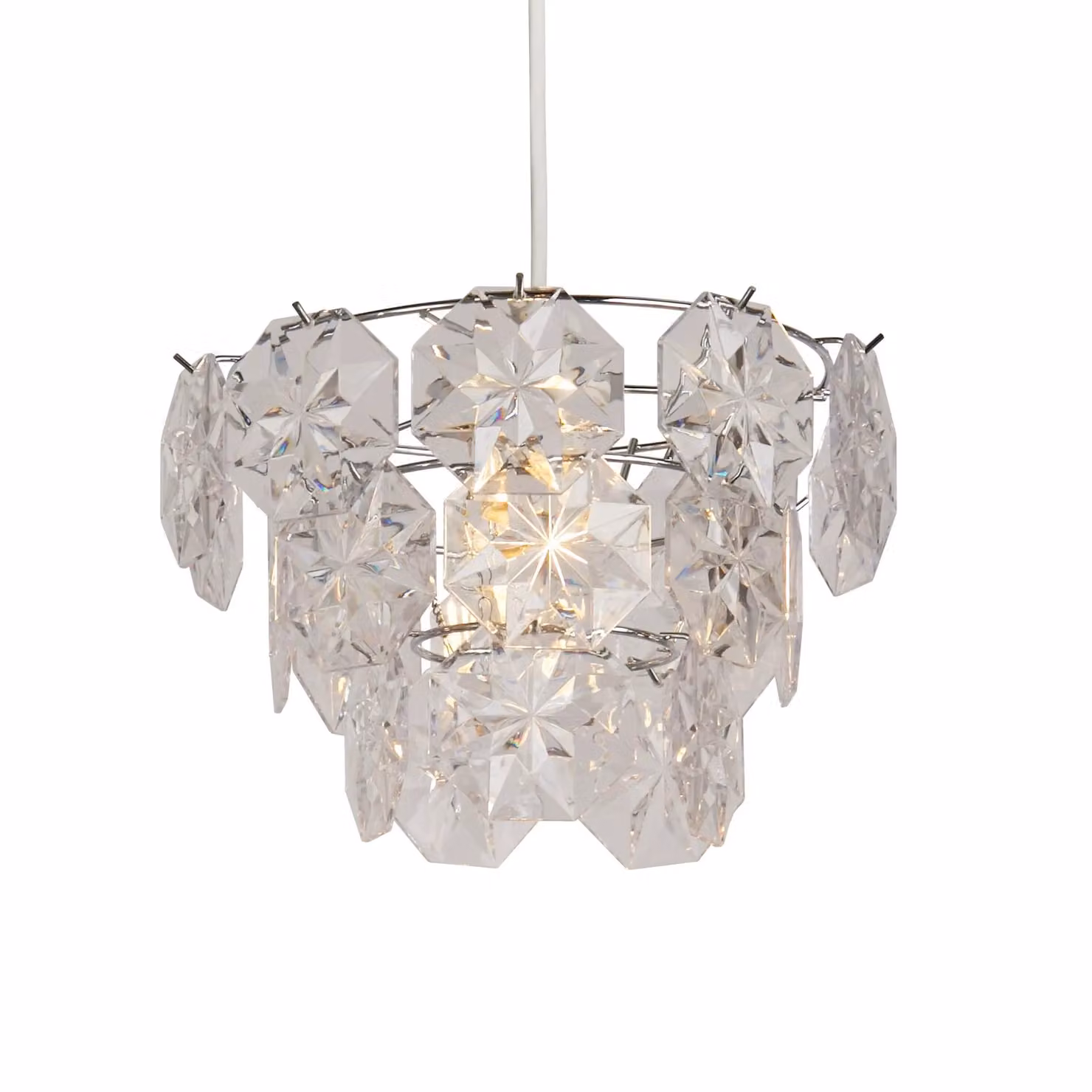Lighting Collection Silver and Transparent Clear Acrylic Cylinder Lamp Shade – 2