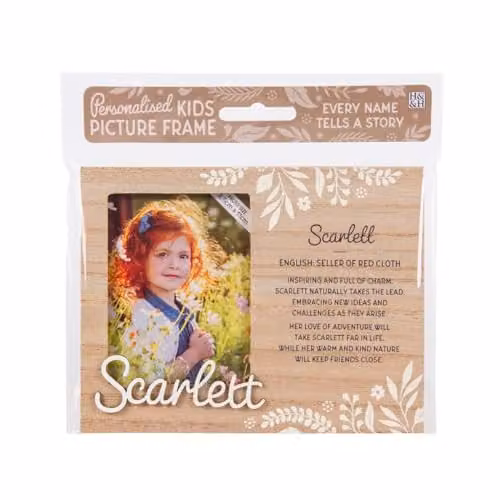 History & Heraldry Scarlett Pre-personalised Child's Floral Picture Frame in Brown, W/H: 8.5 x 11 cm – 1