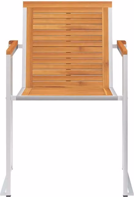 Berkfield Home Classic Garden Chairs, Set of 4, Brown Solid Acacia Wood and Stainless Steel – 1