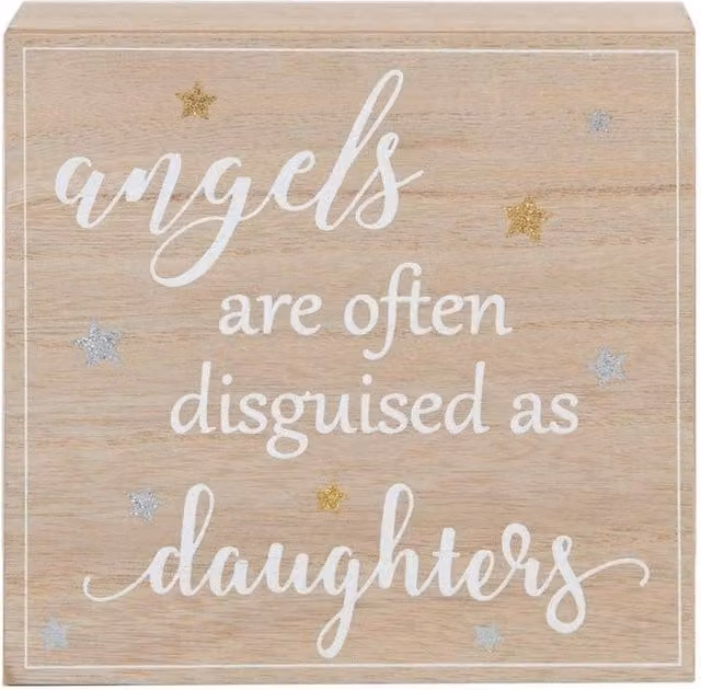 Widdop Decorative Memorial Mantel Plaque Angels Daughters in White, Silver, Gold and Beige