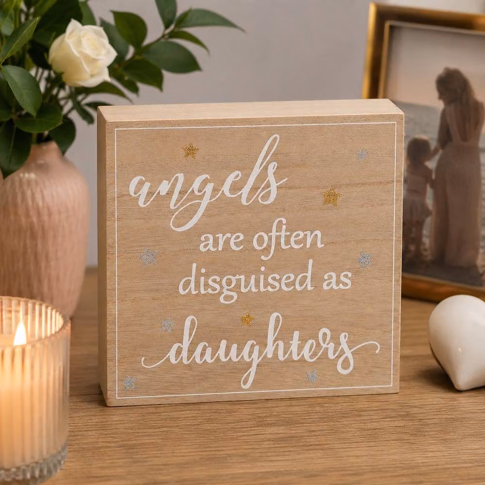 Widdop Decorative Memorial Mantel Plaque Angels Daughters in White, Silver, Gold and Beige – 2