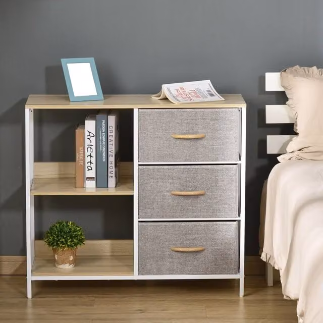 STILVORA Modern Beige Chest of Drawers with Metal Frame
