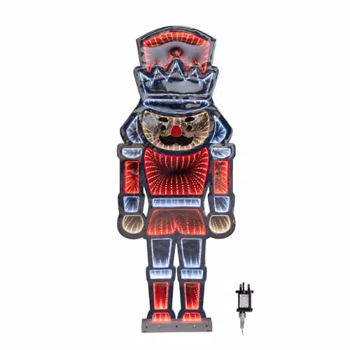 Samuel Alexander 87cm LED Infinity Standing Christmas Nutcracker Decoration with Metal Base in Red and White – 2