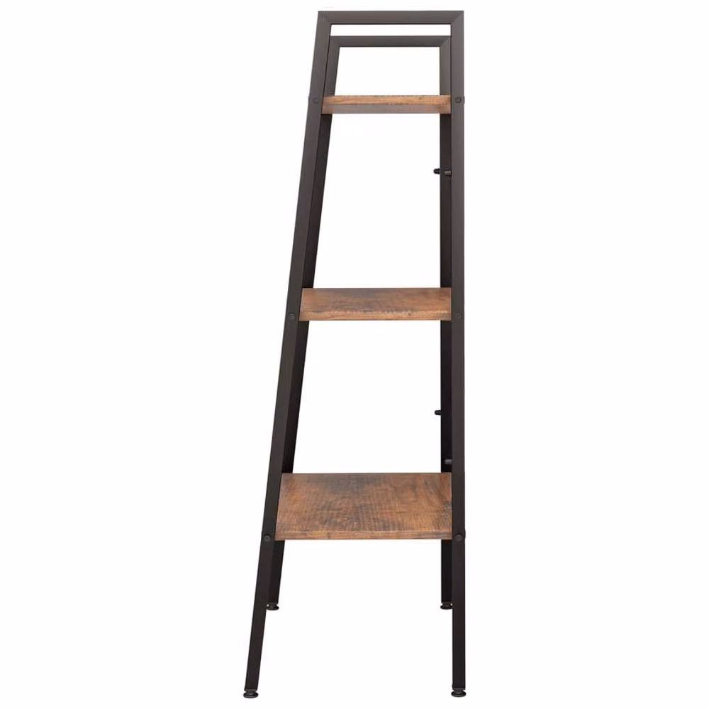 Berkfield Home 3-Tier Industrial Standing Shelf, Dark Brown and Black, W/D/H: 56 x 35 x 108 cm – 3