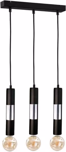 Netlighting Magnum Bar Pendant Ceiling Light in Black and Chrome, 50 cm, 3x E27