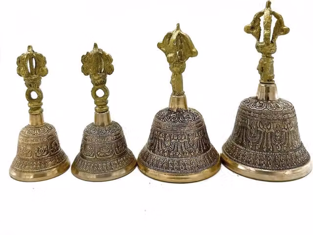 KDMK Medium Gold Tibetan Tingsha Bell for Meditation and Spiritual Practice