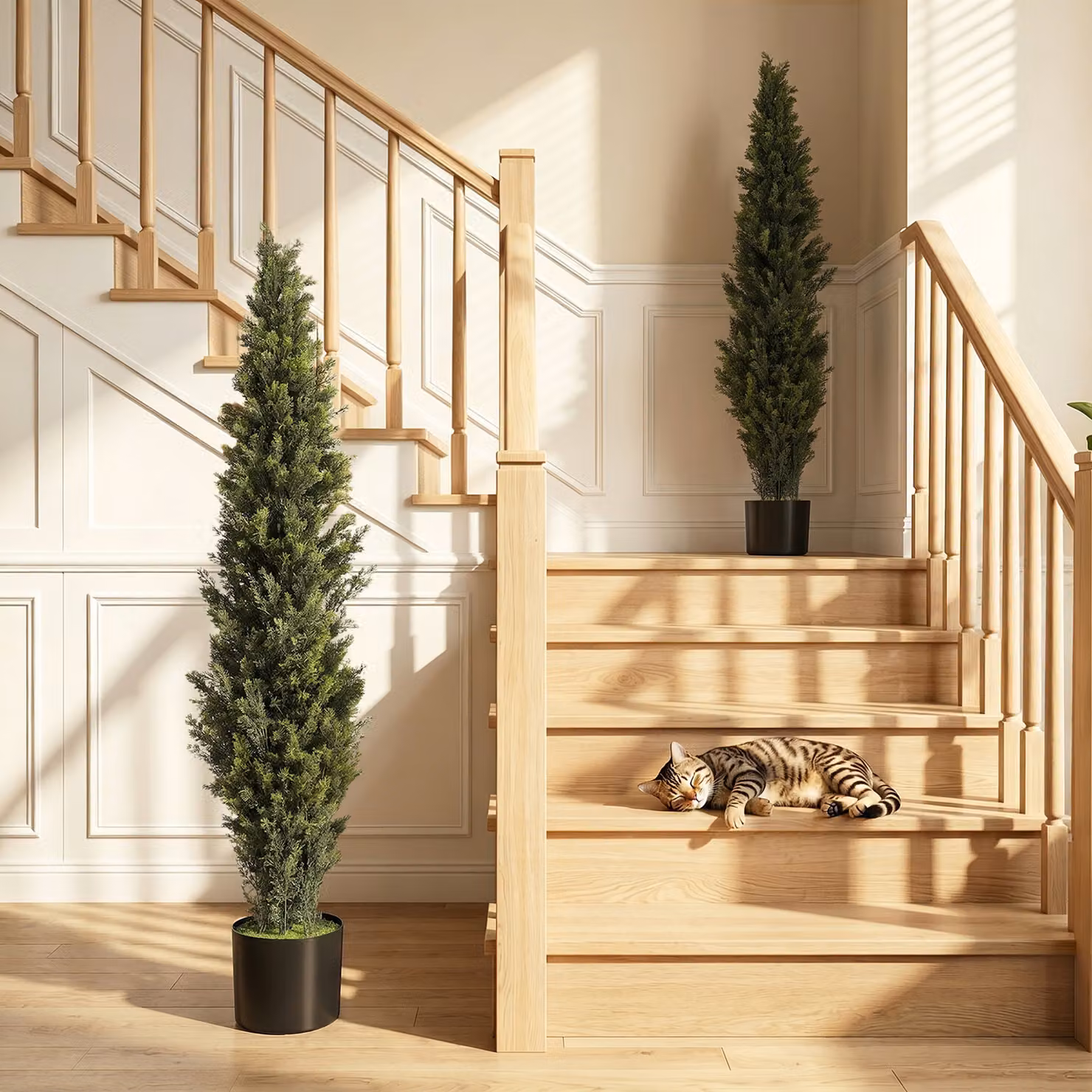 HOMCOM Set of 2 Green Decorative Artificial Cypress Trees with Weighted Pots, Height: 150 cm – 2