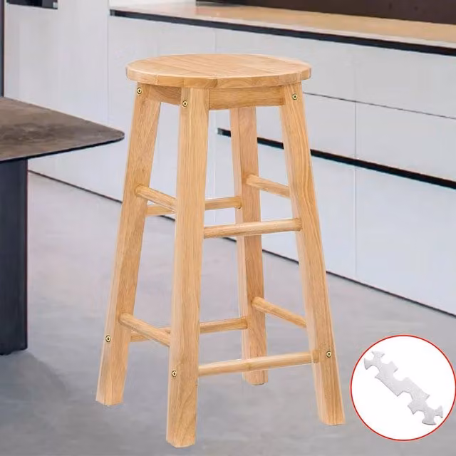 SPETLEK Modern Wooden Bar Stool in Light Oak and Brown – 1