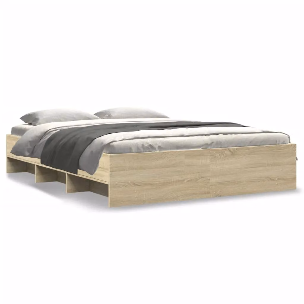 Berkfield Home Sonoma Oak Bed Frame in Brown, W/D/H: 160 x 200 cm – 2