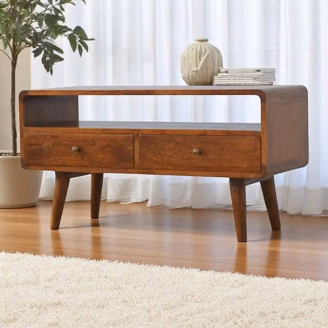 STILVORA 2-Drawer Chest of Drawers in Brown Solid Wood – 1