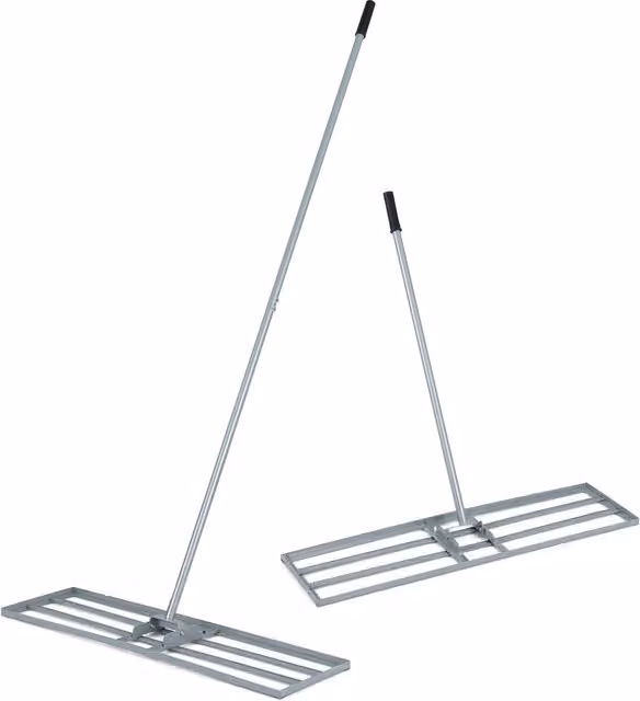 Costway Metal Lawn Leveling Rake in Silver, W/D/H: 91 x 25 x 175 cm