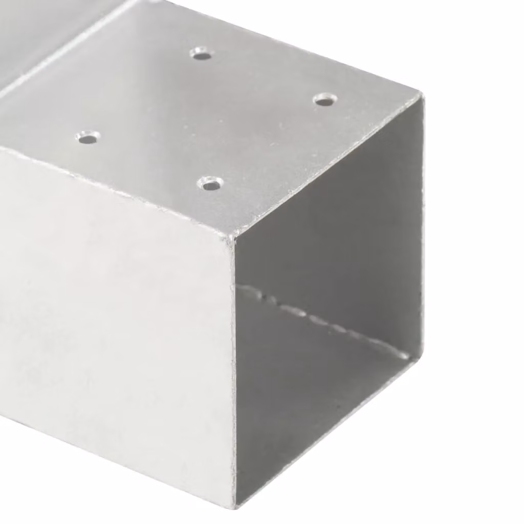 Berkfield Home L-Shape Square Post Connector in Silver Galvanised Steel, 10.1 x 10.1 cm – 2