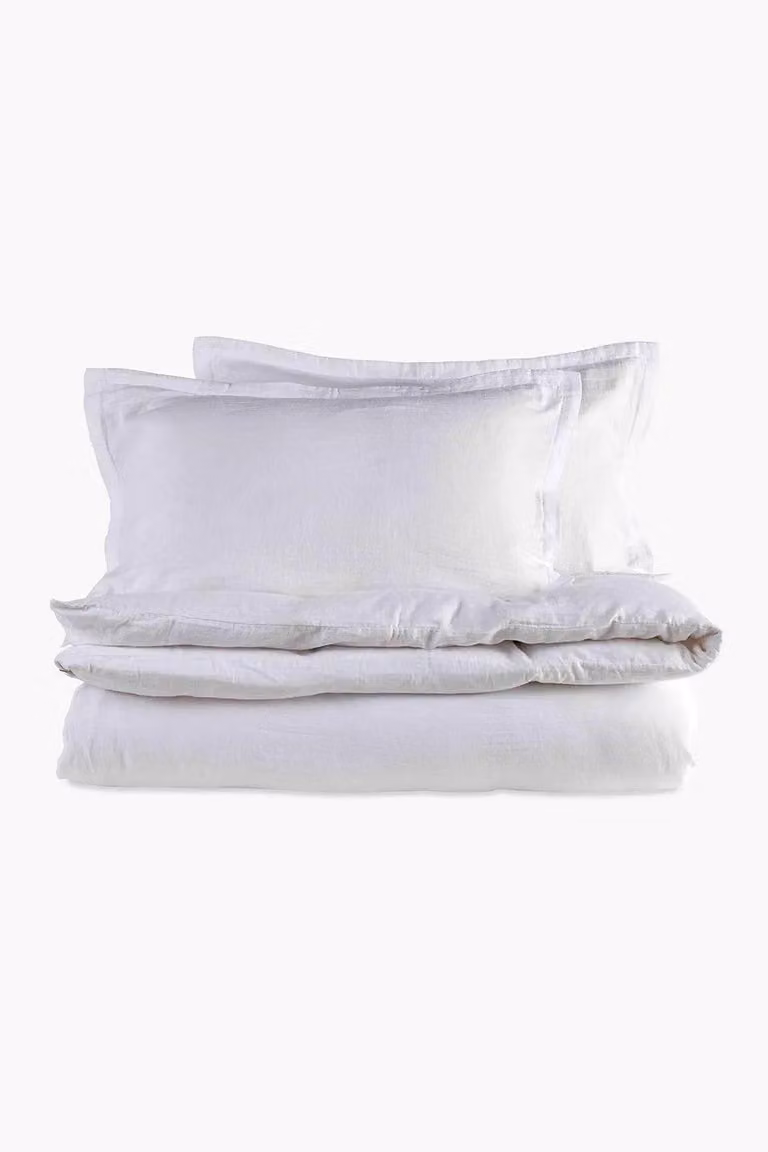 Christy Organic Cotton Duvet Cover and Pillowcase Set in White