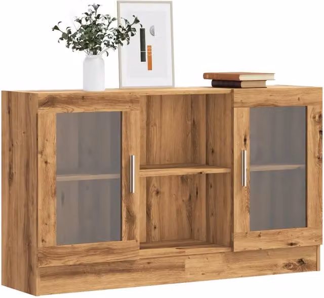 Berkfield Home Artisan Oak Sideboard in Brown, W/D/H: 120 x 30.5 x 70 cm