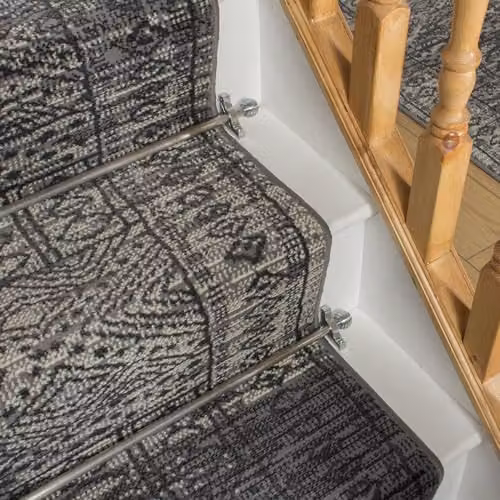 runrug Afrikans Grey Machine Woven Stair Runner, Stain-Resistant and Antistatic Polypropylene Carpet, W: 70 cm, L: 720 cm, Thickness: 9 mm – 5