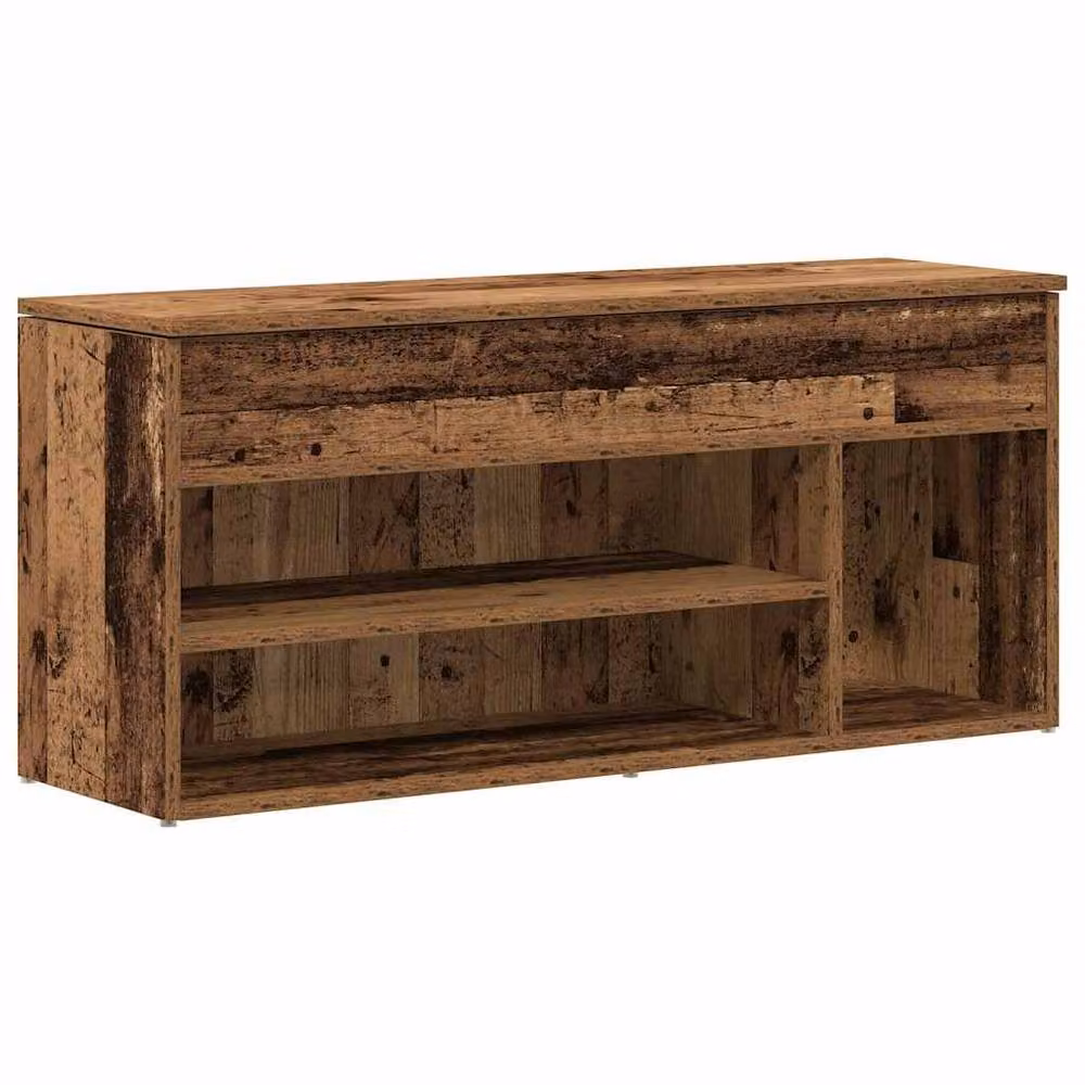 Berkfield Home Shoe Bench in Old Wood Brown, W/D/H: 102 x 30.5 x 45 cm – 2