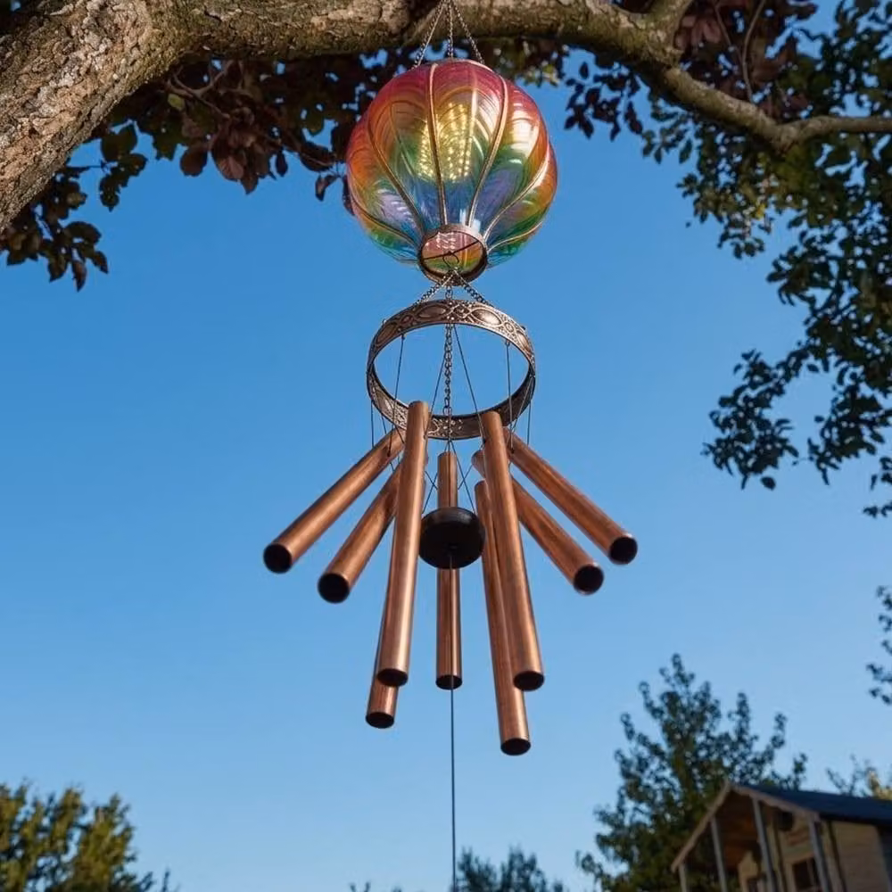 Garden Greatness Lunaria Hanging Solar Hot Air Balloon Wind Chime, Multicolour, W/D/H: 60 x 30 x 30 cm – 2