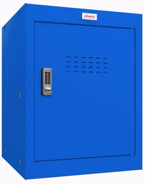 Phoenix Safe Company Blue Cube Locker CL0544BBE with Electronic Lock and Hinged Doors, W/D/H: 50 x 50 x 50 cm
