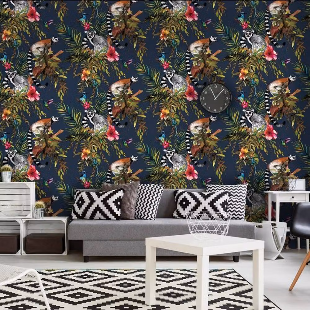 Holden Décor Lemur Blue Animal and Floral Wallpaper Roll – 2