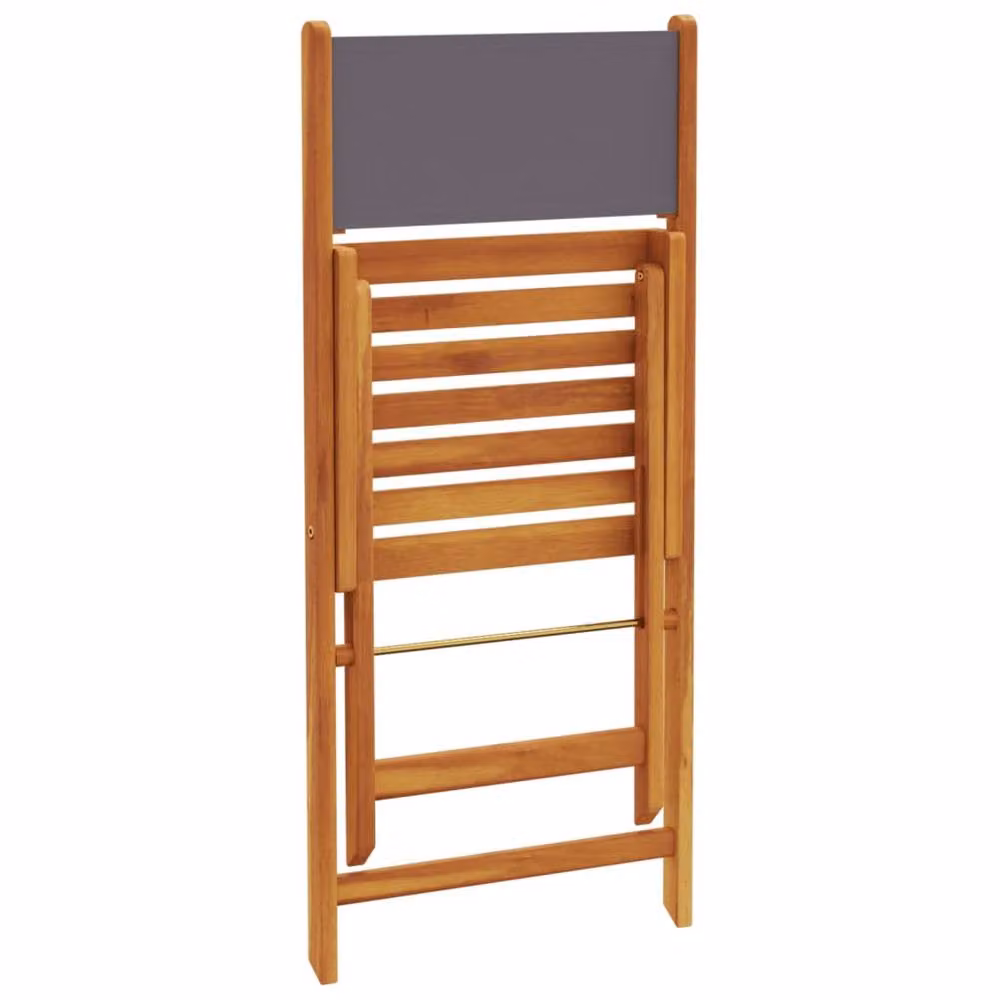 Berkfield Home Set of 4 Folding Garden Chairs in Anthracite Fabric and Acacia Wood – 3