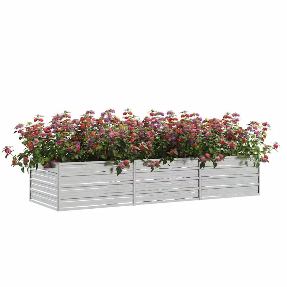 Berkfield Home Garden Galvanised Steel Raised Bed in Silver, W: 80 cm, D: 240 cm, H: 45 cm – 3