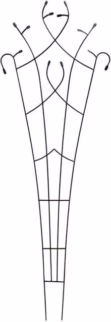 Primrose Black Powder-Coated Metal Forged Fan Design Trellis with Leaves, Height: 203 cm
