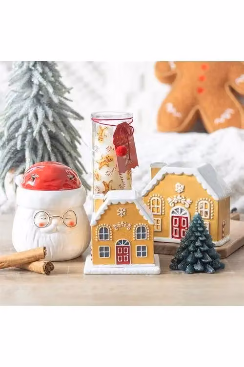 KDMD Candy Cane Warm Gingerbread Tube Table Candle in White – 3