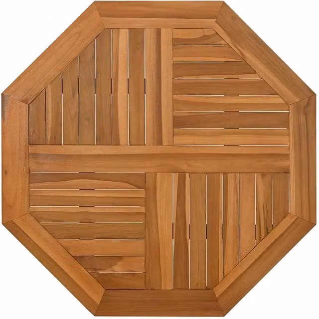 Berkfield Home Octagonal Solid Wood Teak Table Top, Brown, W/D/H: 80 x 80 x 2.5 cm – 1