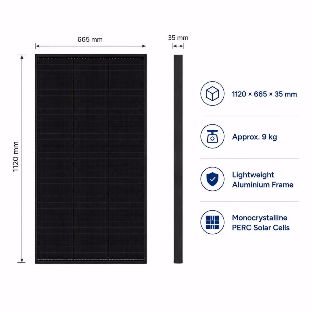 GWSOLAR 150W Monocrystalline PERC Solar Panel for 12V Battery Charging, Black – 5