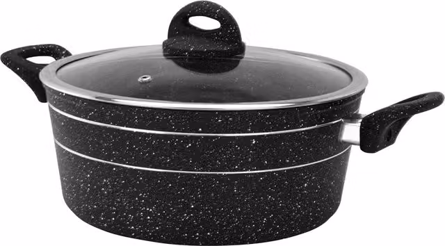 Royalford Non Stick Black Casserole Dish with Tempered Glass Lid – 1