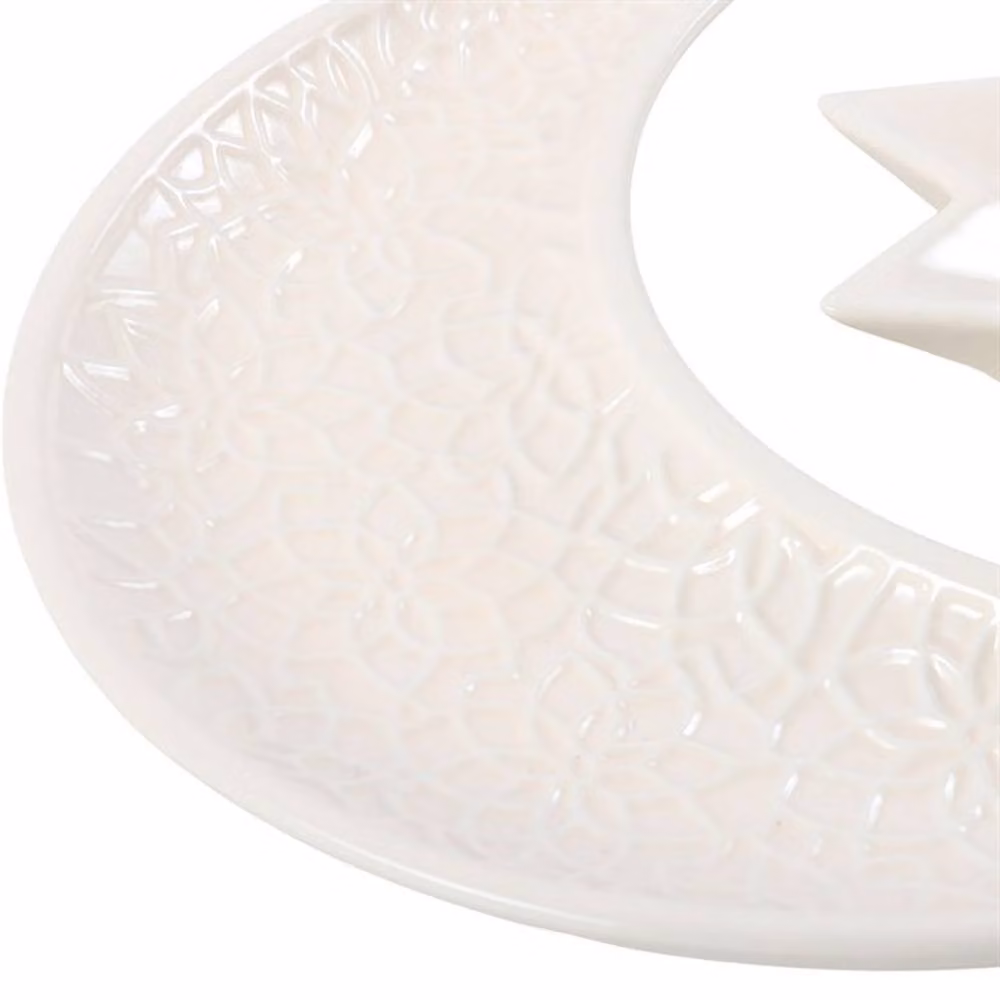 Uniqueful Crescent Moon and Star Ceramic Trinket Dish in Beige – 2
