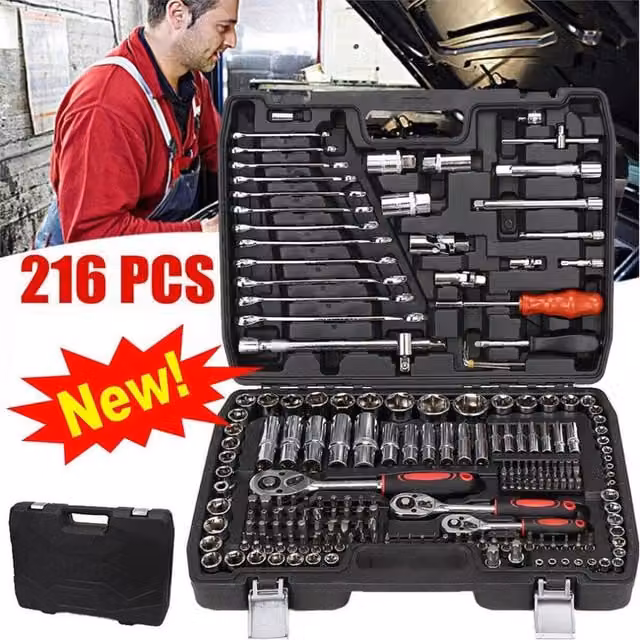Nordara 216 Piece Socket Set with 1/2", 3/8" and 1/4" Ratchet Spanners in Black