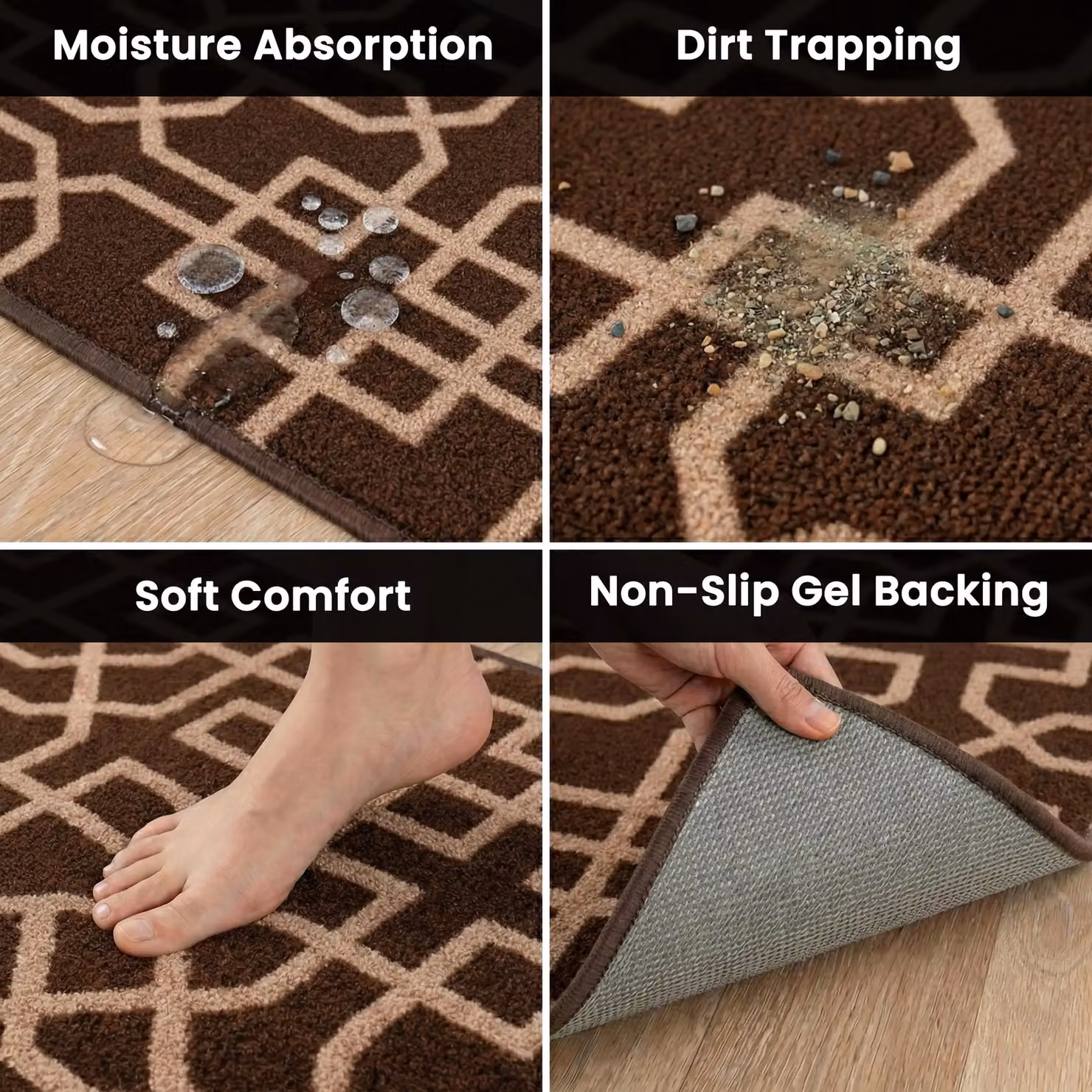 Smart Living Siam Heavy Duty Non Slip Hallway and Kitchen Door Mat, Brown, W: 67 cm, L: 120 cm – 4