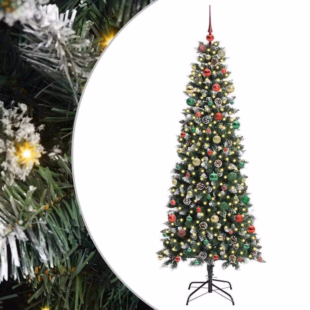 Berkfield Home Artificial Christmas Tree with 300 LEDs, Green, W/D/H: 86 x 86 x 210 cm – 2
