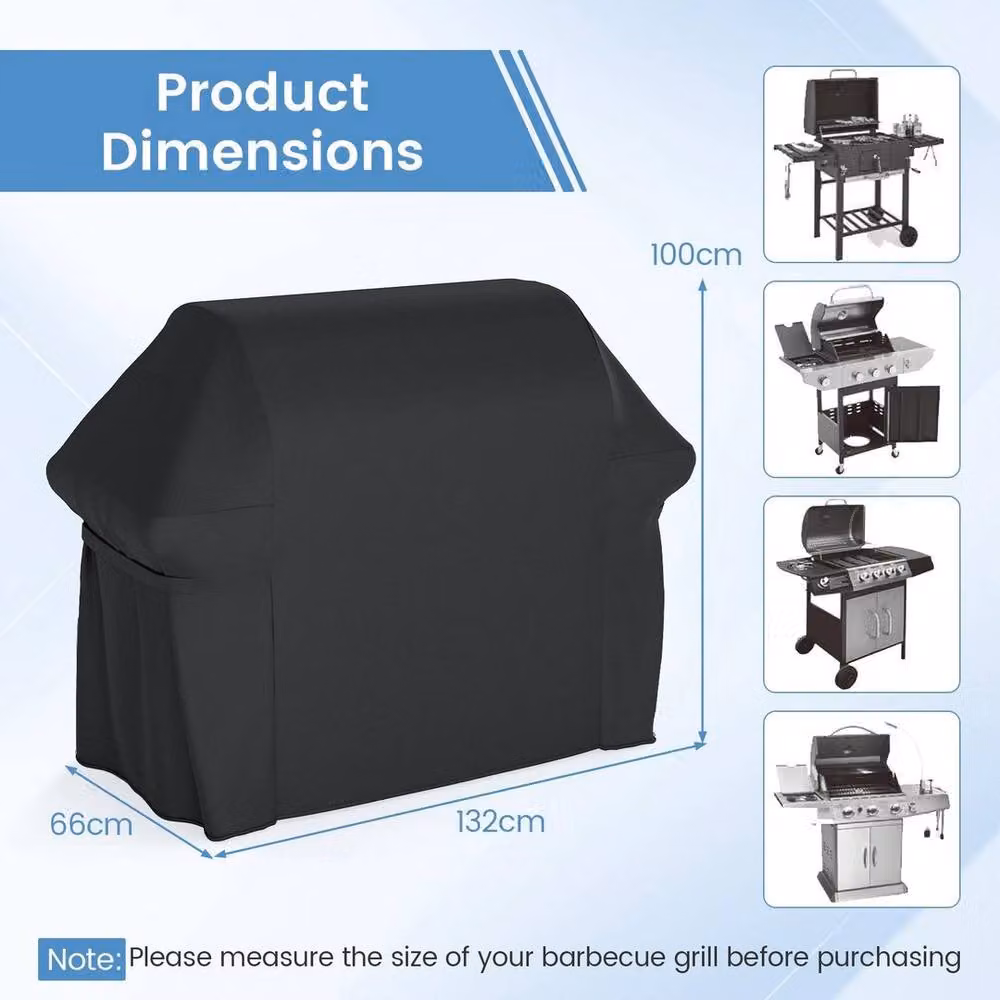 KORVIXA Heavy Duty Waterproof Black PVC Gas Grill Cover, W/D/H: 100 x 100 x 66 cm – 2
