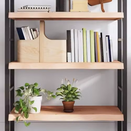 vidaXL Wall Mounted Oak Solid Wood Shelf, Untreated, W: 100 cm, D: 50 cm, H: 2-6 cm – 2