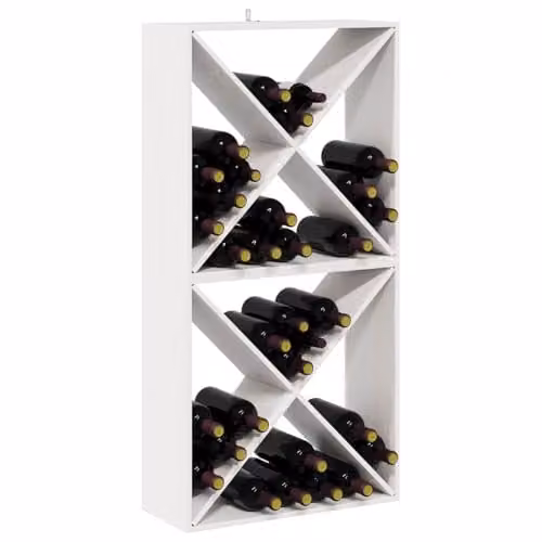 vidaXL Set of 2 Rustic White Wine Racks in Solid Pine Wood, W/D/H: 62 x 25 x 62 cm – 1