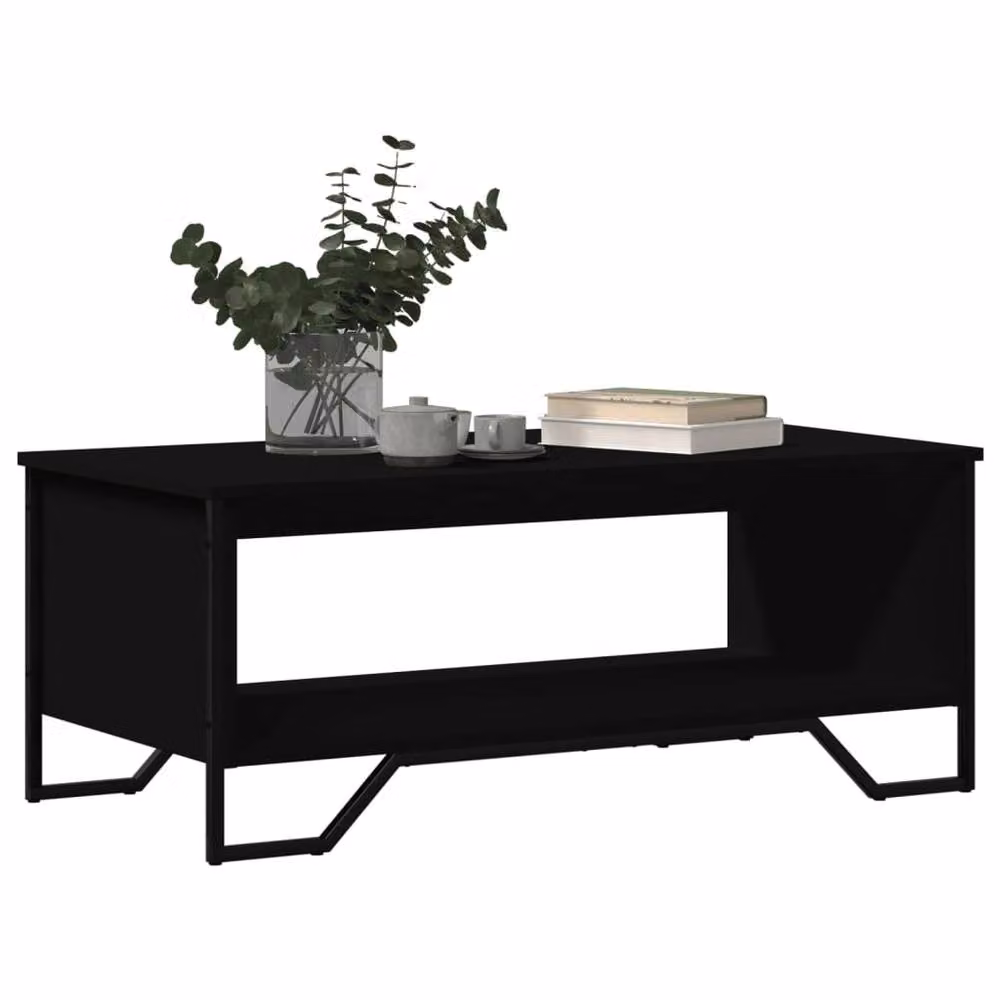 Berkfield Home Modern Black Rectangular Coffee Table in Matt MDF, W/D/H: 100 x 51 x 40 cm – 3