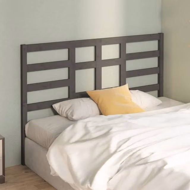Berkfield Home Beautiful Bed Headboard in Grey Solid Pine Wood, W/D/H: 156 x 4 x 104 cm – 1