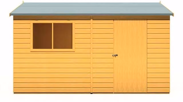 Shires Lewis Brown Wood Reverse Apex Style C Single Door Garden Shed with Window W: 365.8 cm, D: 256.6 cm, H: 220.7 cm
