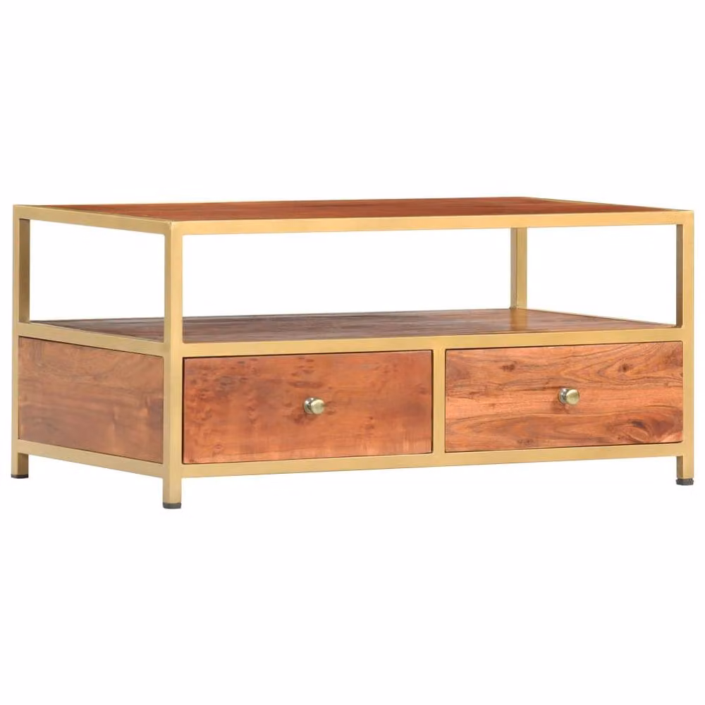 Berkfield Home Beautiful Coffee Table in Brown Solid Acacia Wood, W/D/H: 90 x 50 x 40 cm – 2