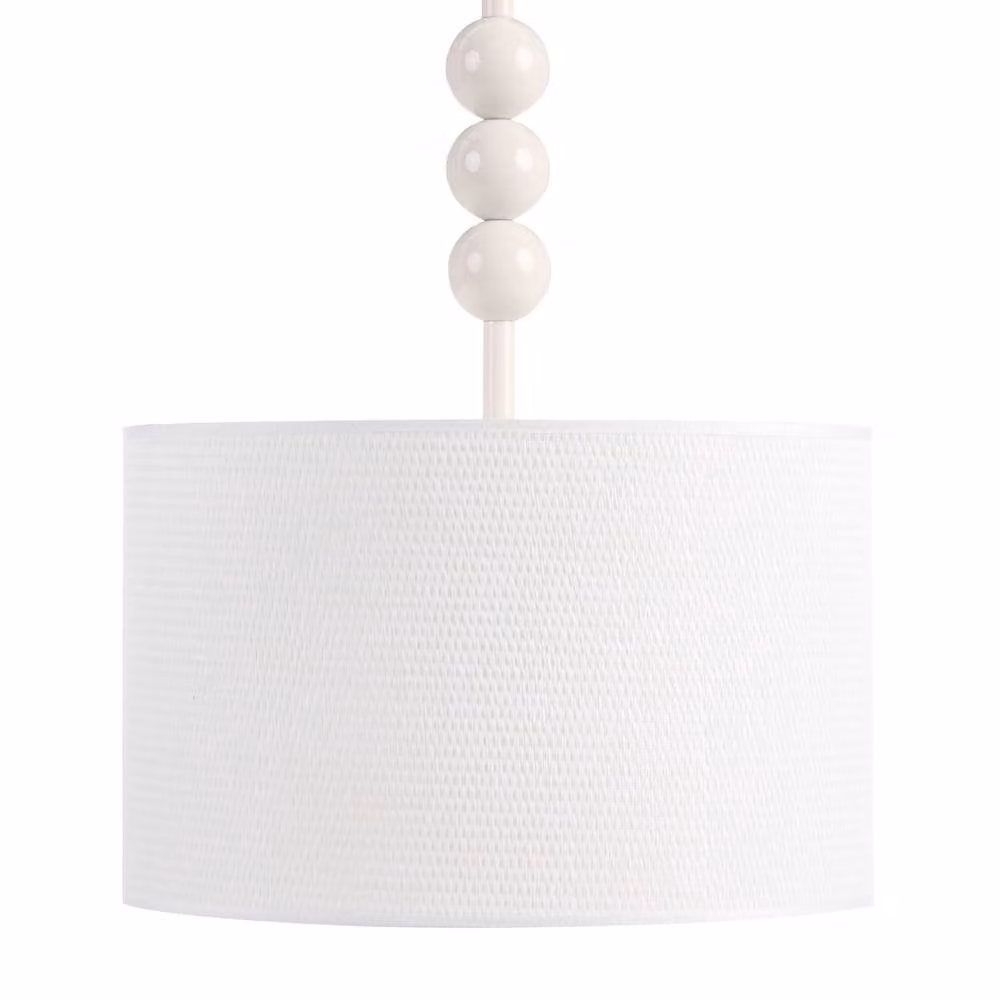 Wyld and Coco Mid-Century Modern White Metal Cylinder Pendant Lamp – 2
