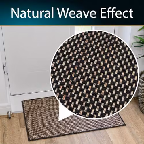 JVL Antarra Machine Washable Non-Slip Entrance Doormat and Runner Set, Black – 6