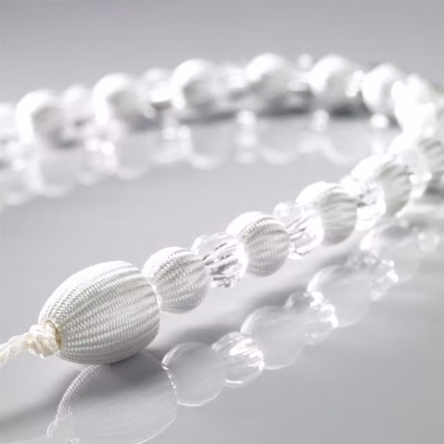Livinluxury Pair of White Beaded Rope Curtain Tie Backs