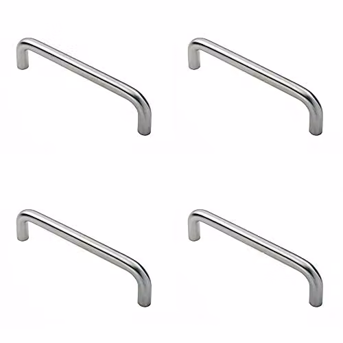 Loops 4 Pack Round D Bar Pull Handles in Brushed Silver Stainless Steel, Fixing Centres: 450 mm