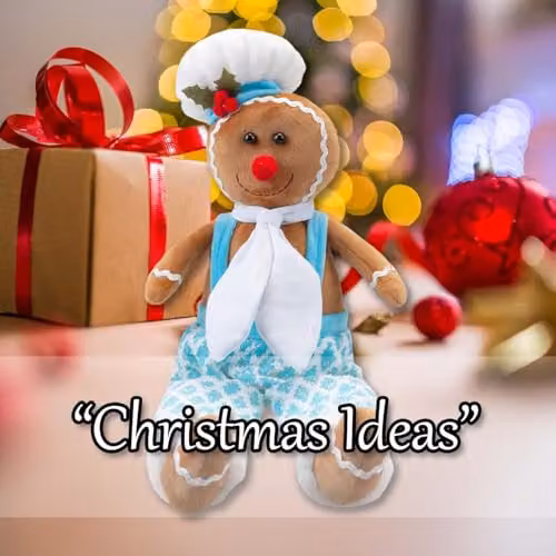 VFM e-Store Christmas Sitting Gingerbread Tabletop Decoration, Blue and Multicolour, H 52 cm x W 22 cm x D 22 cm – 4