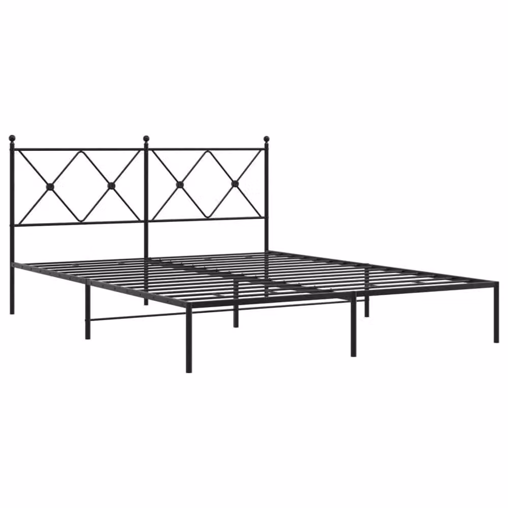 Berkfield Home Metal Bed Frame with Headboard in Black, W/D/H: 160 x 200 cm – 3